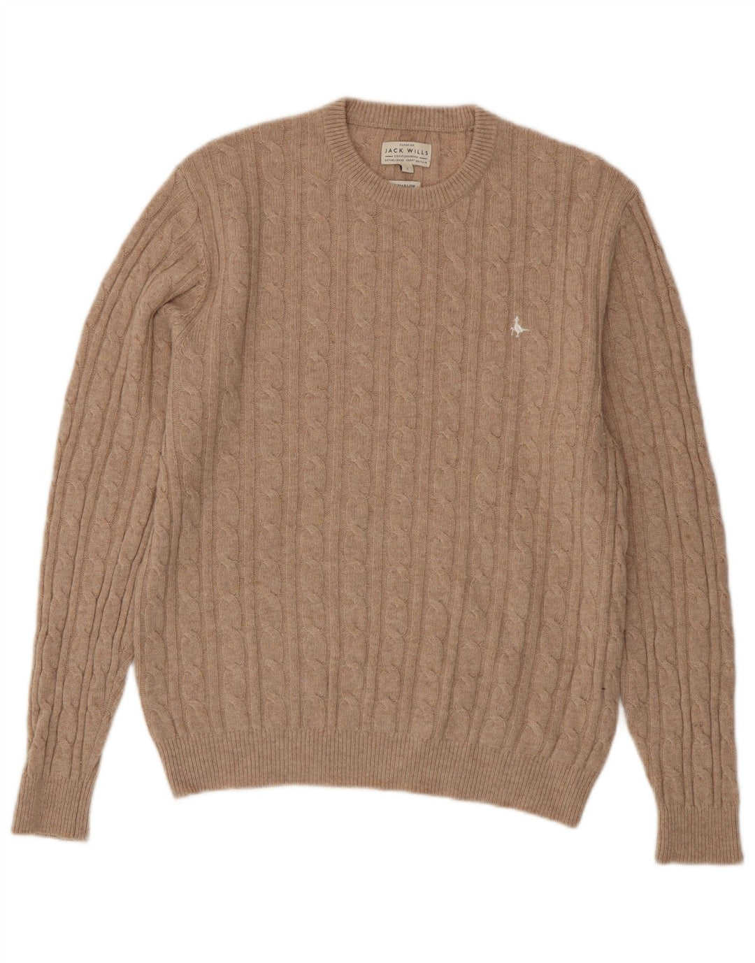 JACK WILLS Herre The Marlow Crew Neck Jumper Sweater Stor Beige