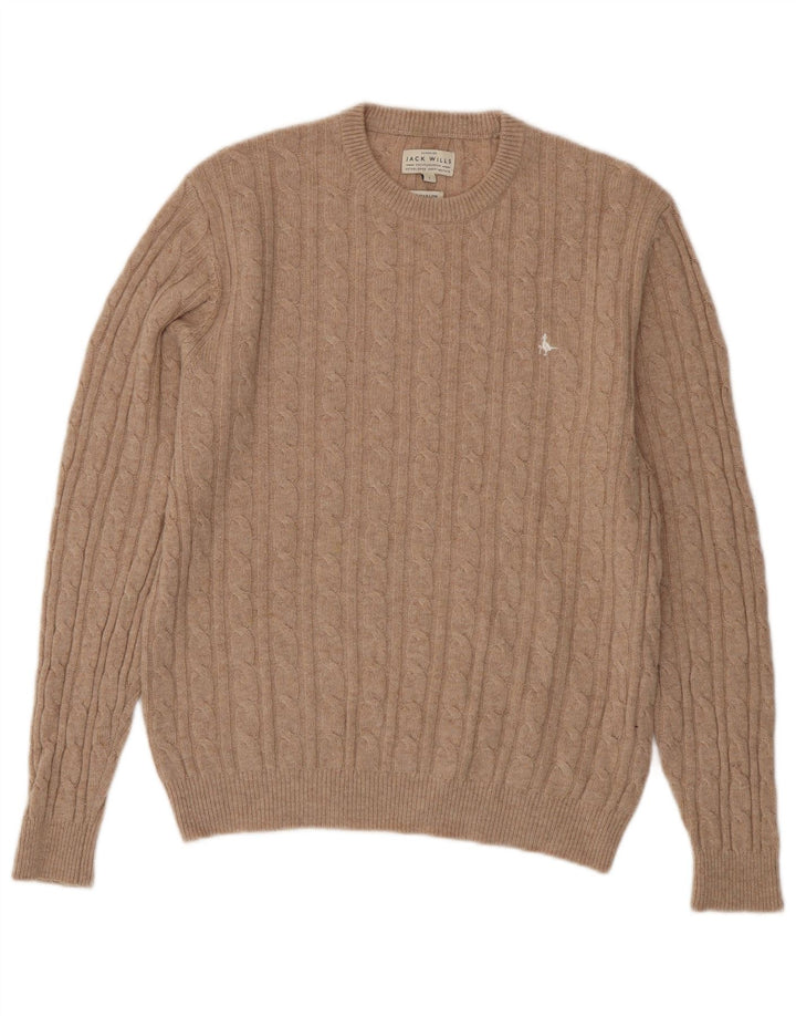 JACK WILLS Herre The Marlow Crew Neck Jumper Sweater Stor Beige