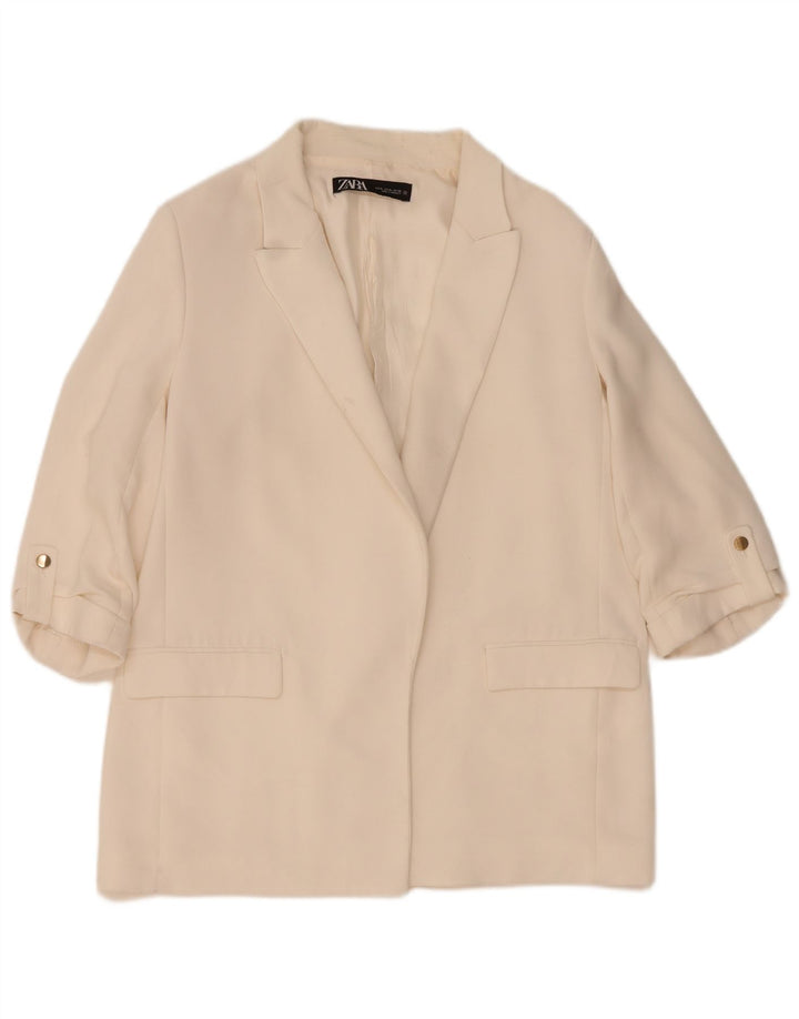 Zara Dame 3/4 ærmet åben blazerjakke UK 18 XL Hvid