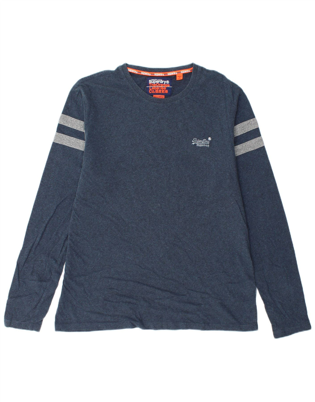 SUPERDRY Herre Top Langærmet 2XL Navy Blue Colourblock Bomuld