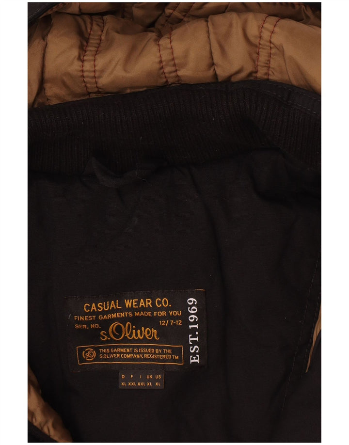 S.Oliver Herre hættepolstret jakke UK 42 XL Sort Polyester