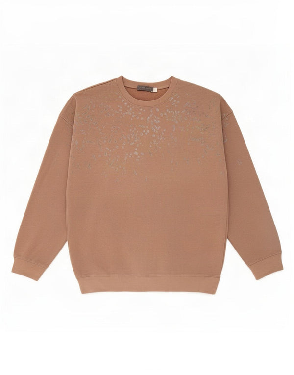 MINT FLØJL Dame abstrakt mønster sweatshirt DK 10 Small Beige