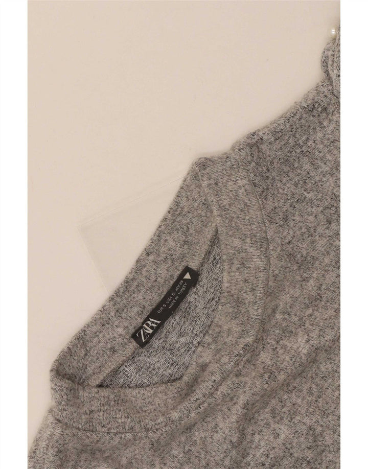 Zara Dame Crop Top Langærmet UK 8 Lille Grå