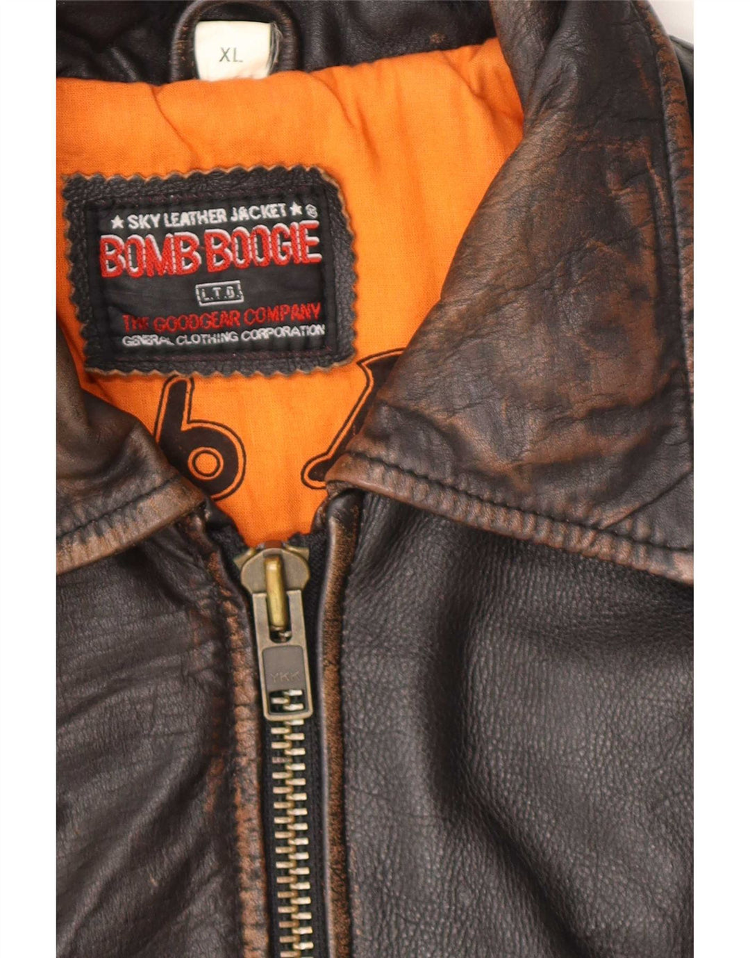Bomboogie Herre Læder Bomber Jacket UK 42 XL Brun Læder