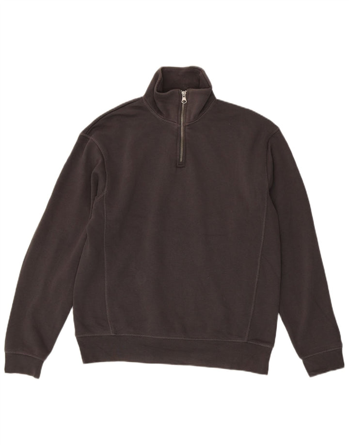 Zara Sweatshirt med lynlås til mænd, lille grå polyester