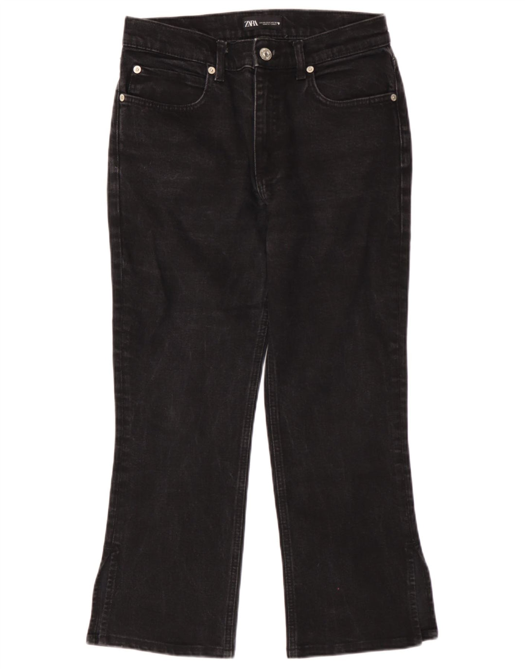 Zara Womens Cropped Jeans EU 40 Large W30 L25 Black Bomuld