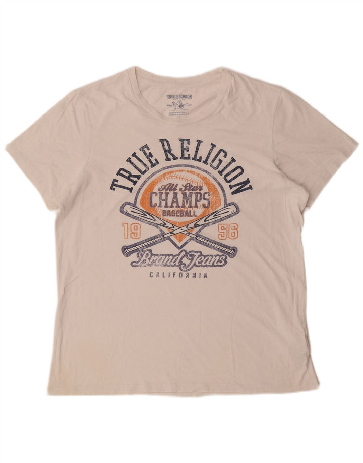 True Religion Herre grafisk T-shirt Top Stor hvid bomuld