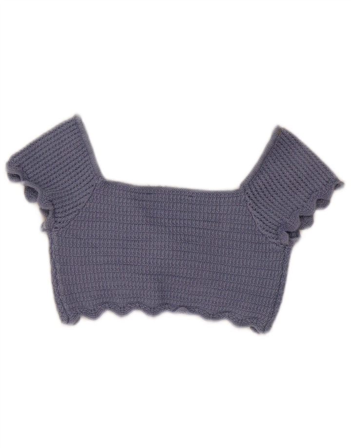 Zara Knit Crop Top UK 8 Small Blue