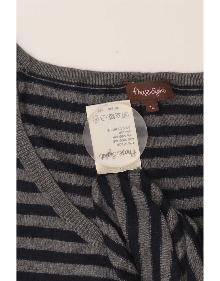 Phase Eight Dame Vest Tank Top UK 12 Medium Grå Stribet Nylon