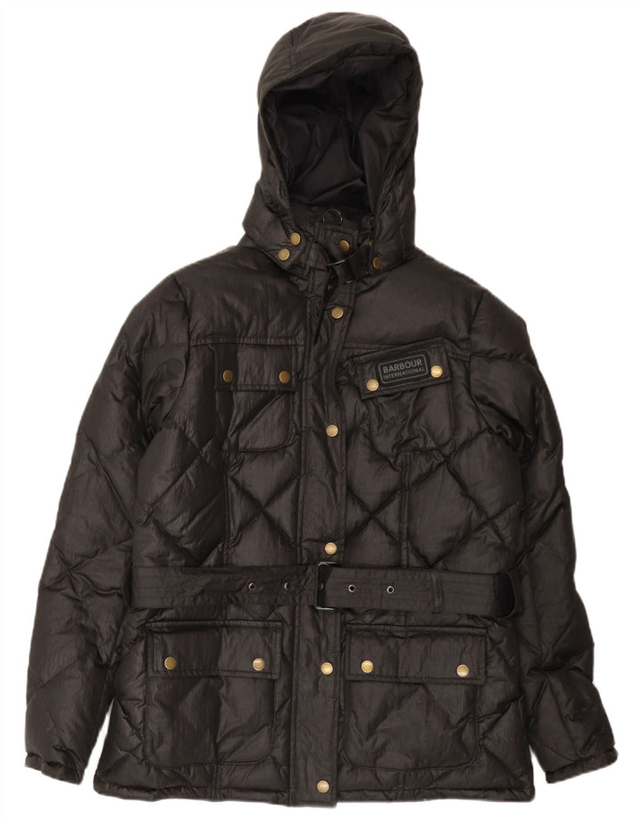 BARBOUR Polstret hættejakke til kvinder UK 14 Large Black