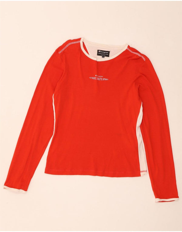 Champion Dame Top Langærmet UK 18 XL Rød Colourblock Bomuld