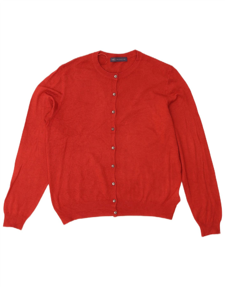 Marks & Spencer Dame Cardigan Sweater UK 14 Large Red Viscose