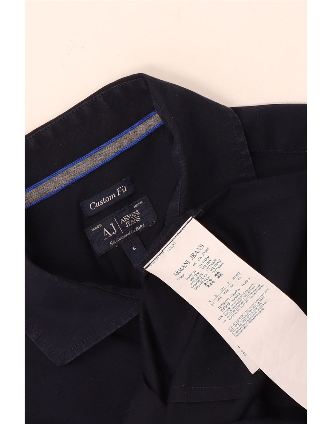 Armani Jeans Herre Custom Fit skjorte lille marineblå bomuld