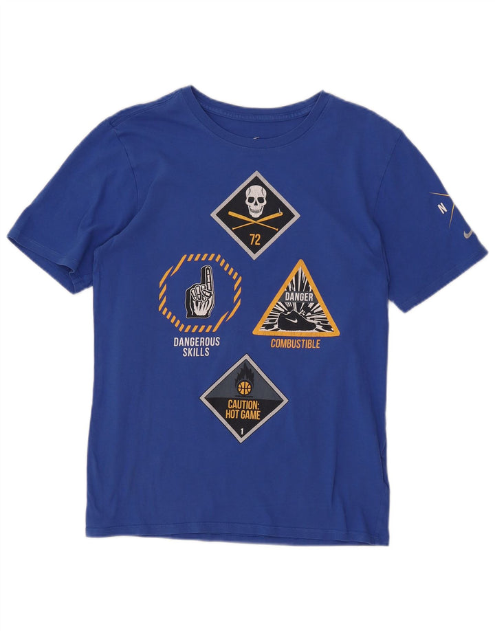 Nike Herre Athletic Cut Grafisk T-Shirt Top Lille Blå Bomuld
