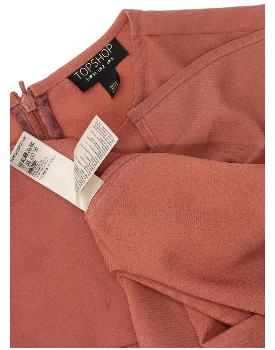 TOPSHOP Dame 3/4 ærmet oversize bluse Top UK 6 XS Pink Polyester