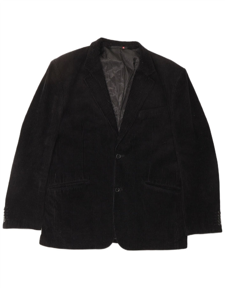 4 YOU Mens 2 Button Corduroy Blazer Jacket EU 50 Large Navy Blue Cotton