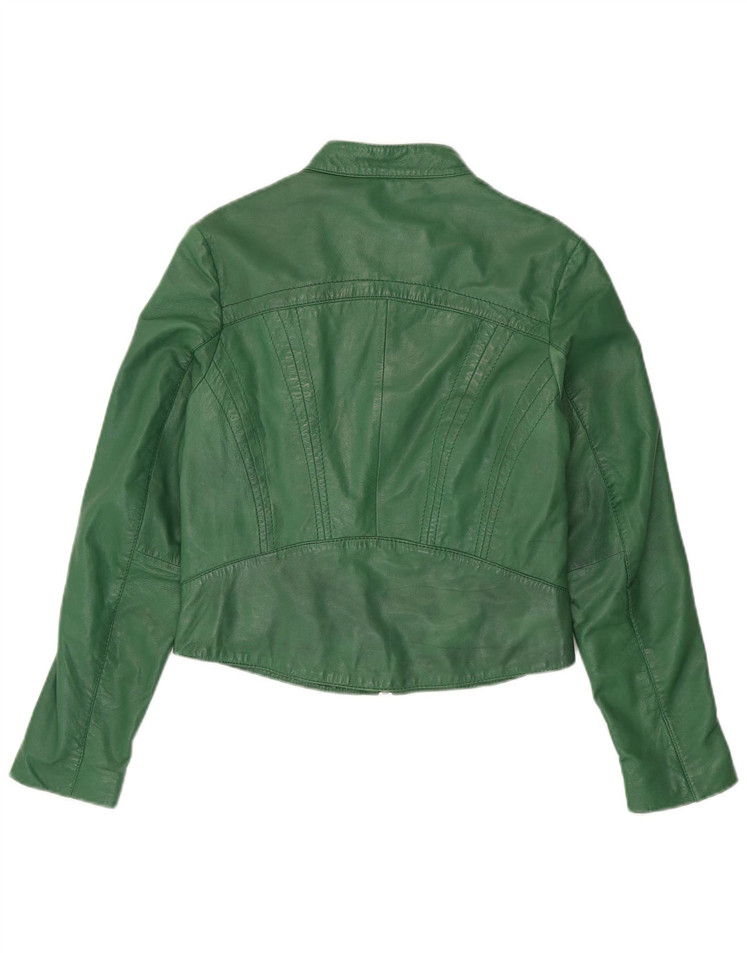 Rino & Pelle Dame Crop Læderjakke EU 38 Medium Grønt Læder