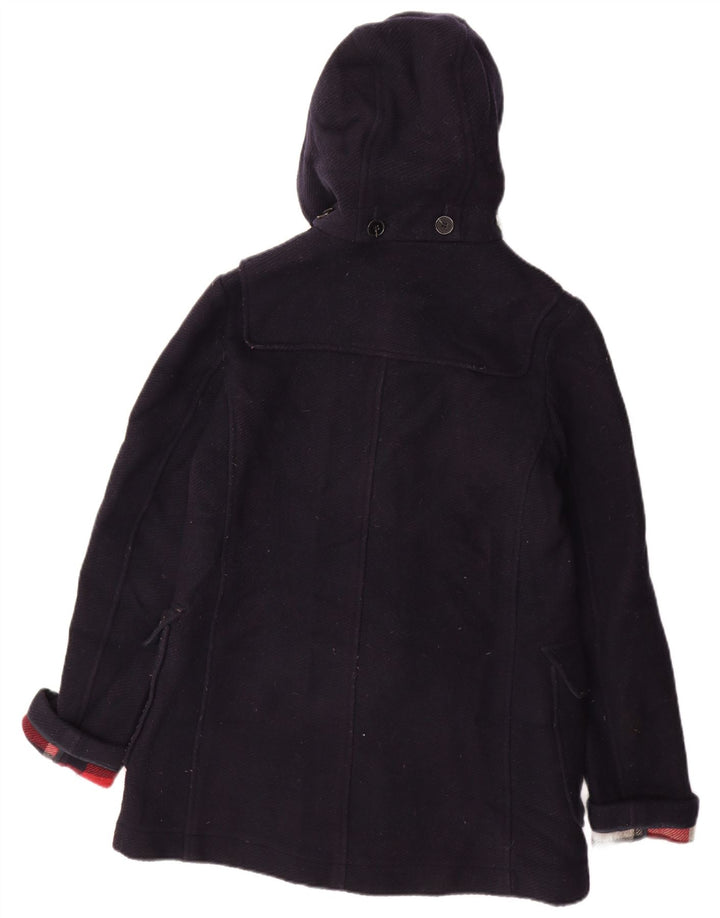 Topshop Dame Hooded Duffel Coat UK 10 Small Navy Blue Wool