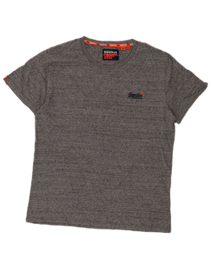 Superdry T-shirt top til mænd, stor grå flækket bomuld