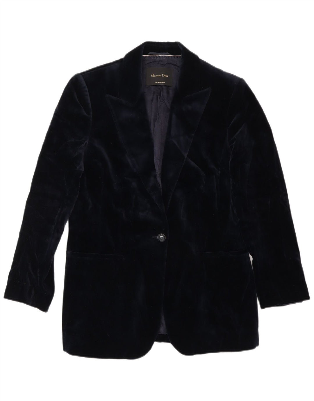 Massimo Dutti Dame 1 Knap Velvet Blazer Jacket EU 38 Medium Navy Blue