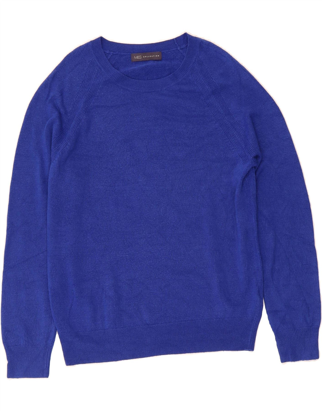MARKS & SPENCER Womens Boat Neck Jumper Sweater UK 12 Medium Blue Acrylic Vintage Marks & Spencer and Second-Hand Marks & Spencer from Messina Hembry 