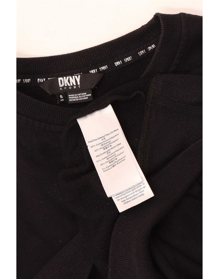 Dkny Womens Crop Oversized Sweatshirt Jumper UK 10 Small Black Bomuld