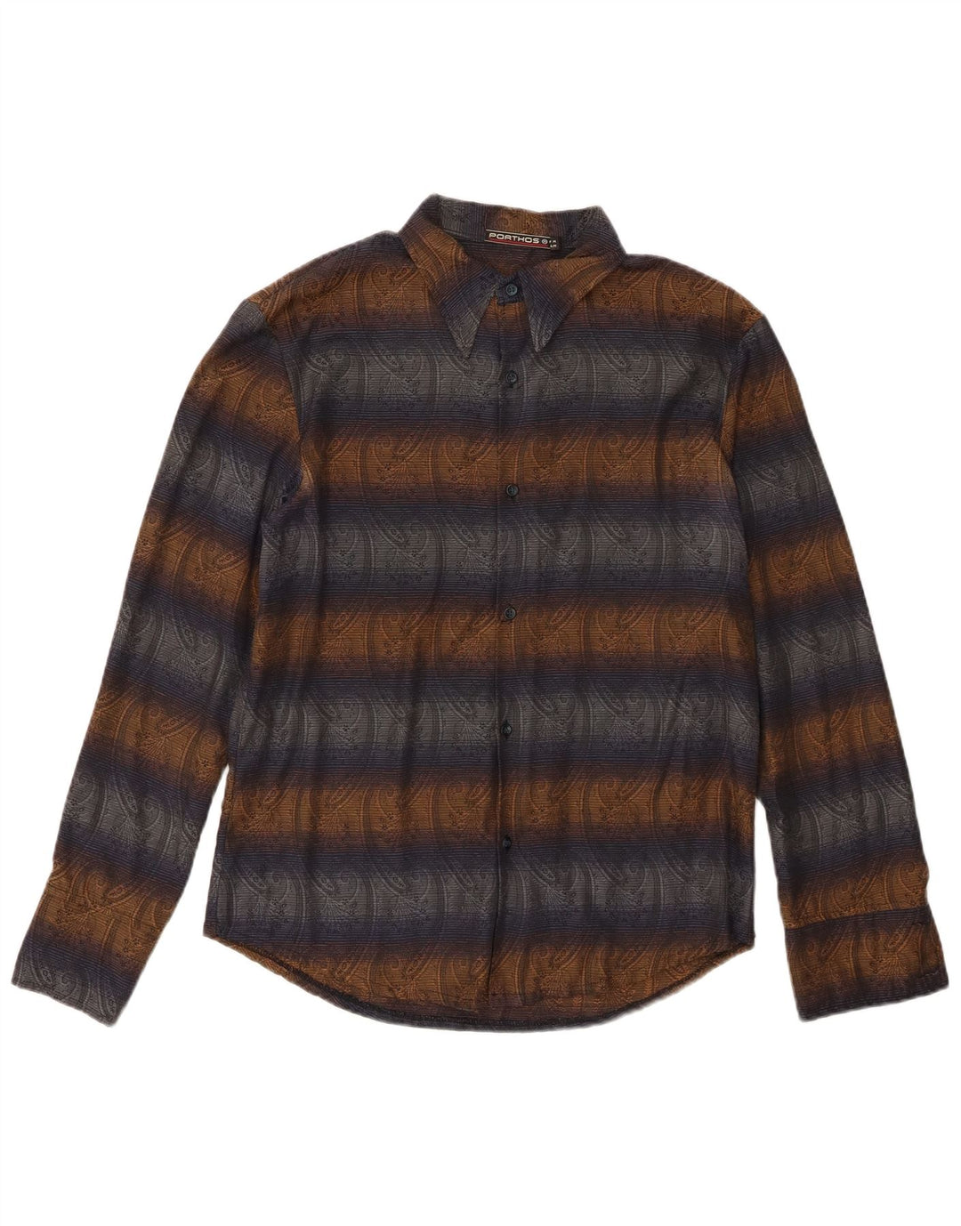 Vintage herreskjorte medium marineblå Paisley polyester