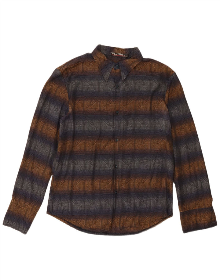 Vintage herreskjorte medium marineblå Paisley polyester