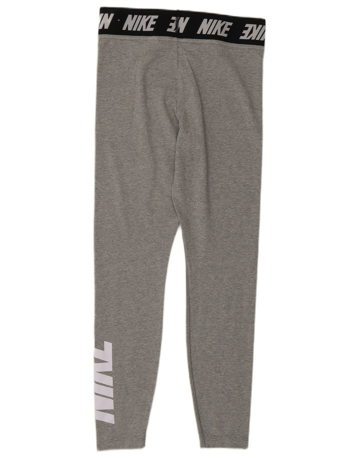 Nike Dame Grafiske Leggings UK 12 Medium Grey Colourblock Bomuld