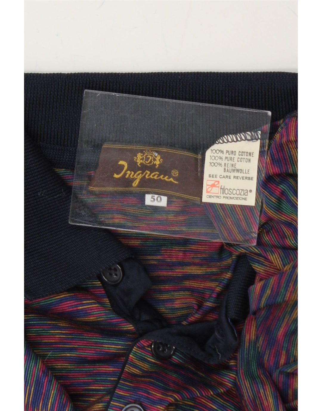 VINTAGE Mens Polo Shirt IT 50 Medium Purple Flecked Cotton Vintage Vintage and Second-Hand Vintage from Messina Hembry 