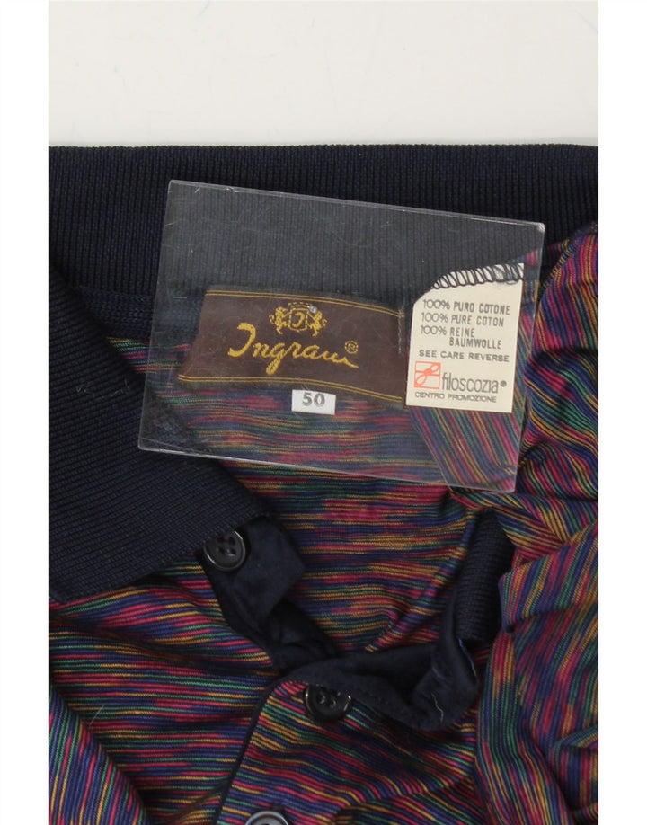 VINTAGE Mens Polo Shirt IT 50 Medium Purple Flecked Cotton Vintage Vintage and Second-Hand Vintage from Messina Hembry 
