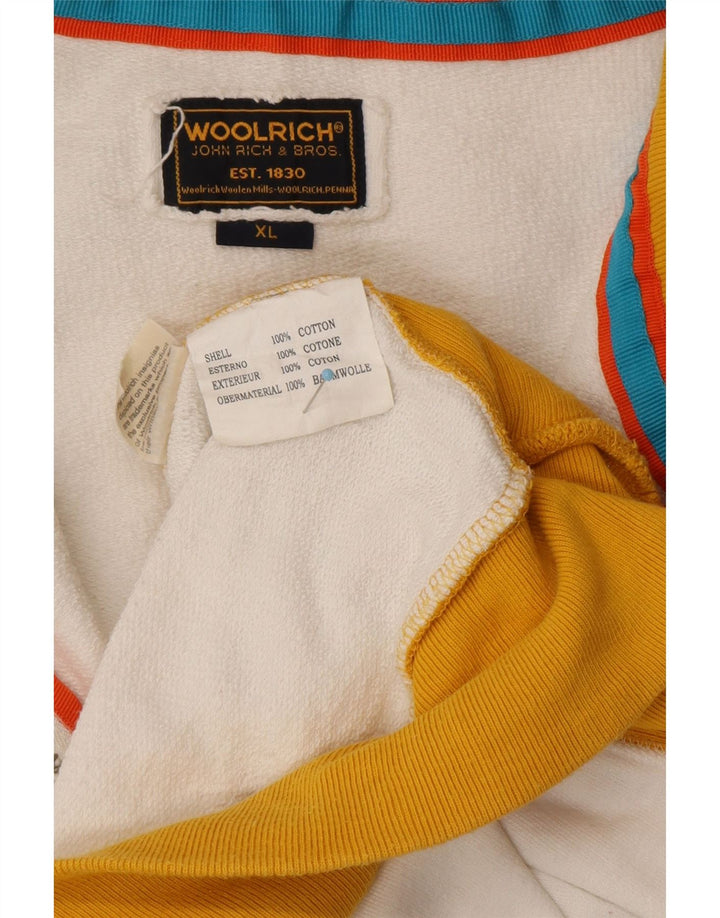 WOOLRICH Grafisk træningsdragt til mænd Topjakke XL Hvid Colourblock Bomuld