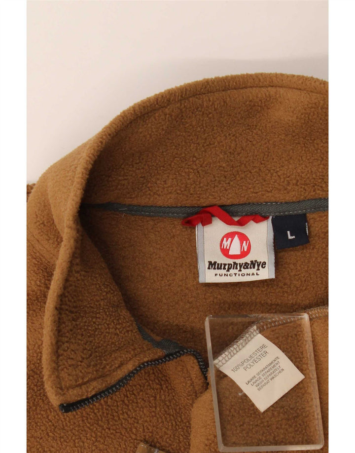 Murphy & Nye herre lynlås hals fleece jumper stor beige polyester