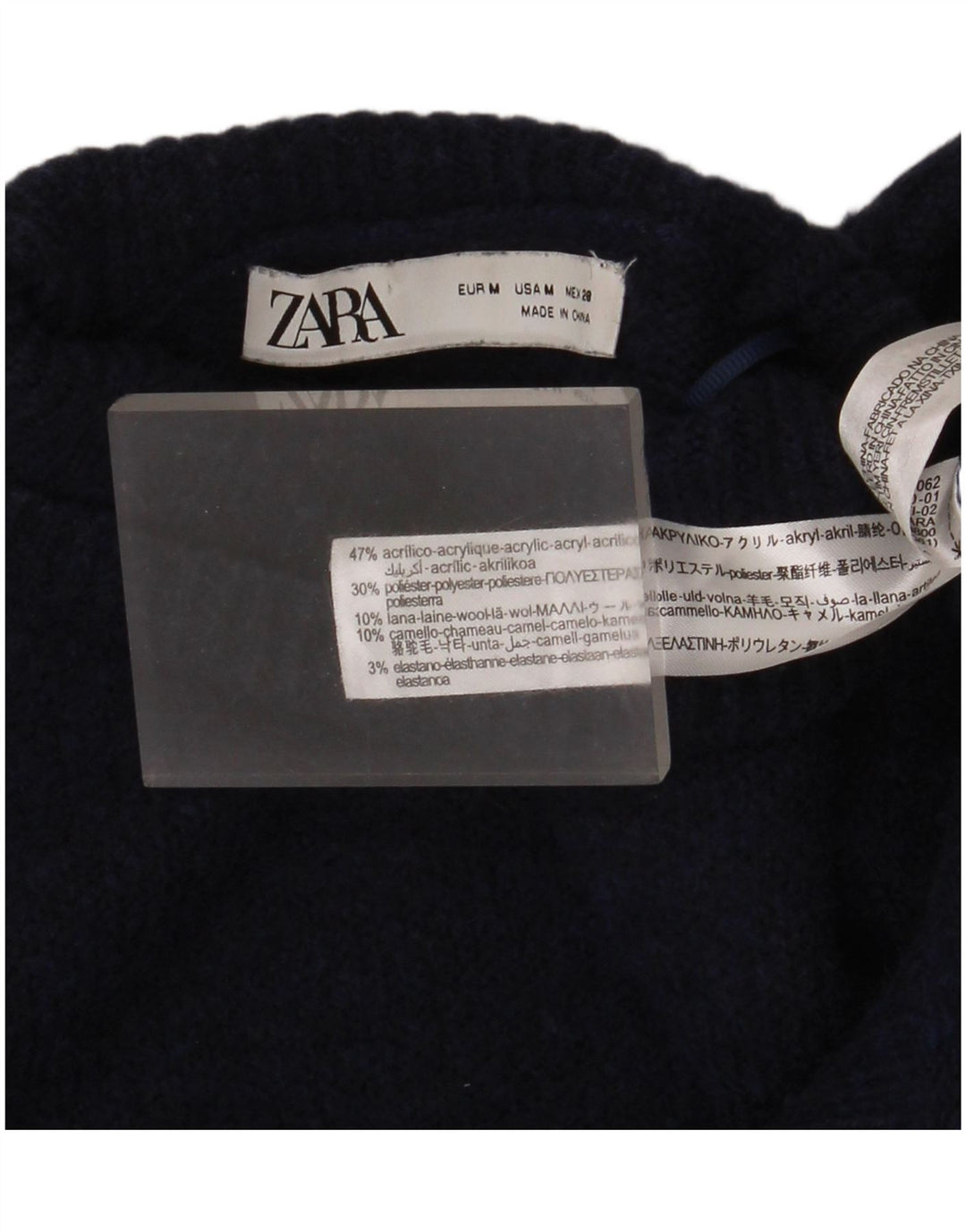 Zara Dame Roll Neck Turtle Neck Jumper Sweater UK 12 Medium Navy Blue