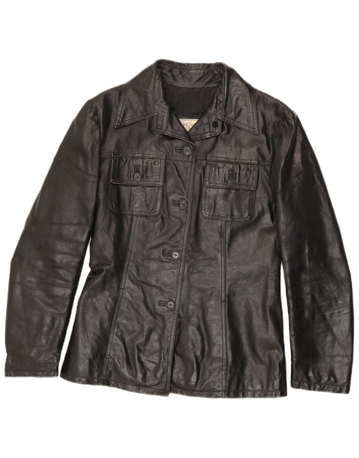 Vintage læderjakke til kvinder UK 10 Lille sort læder