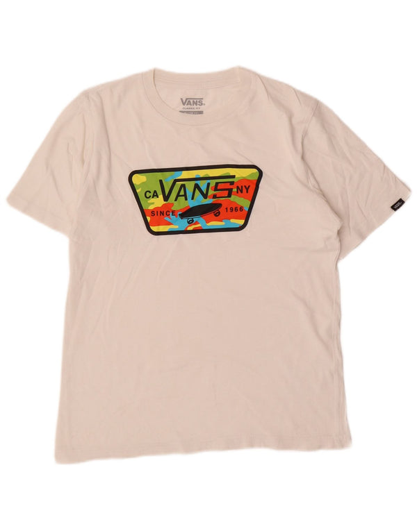 Vans drenge klassisk pasform grafisk t-shirt top 10-11 år medium hvid bomuld