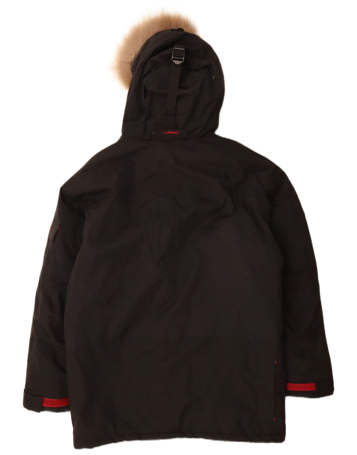 Vintage Herre Hooded Parka Jacket UK 38 Medium Black Nylon
