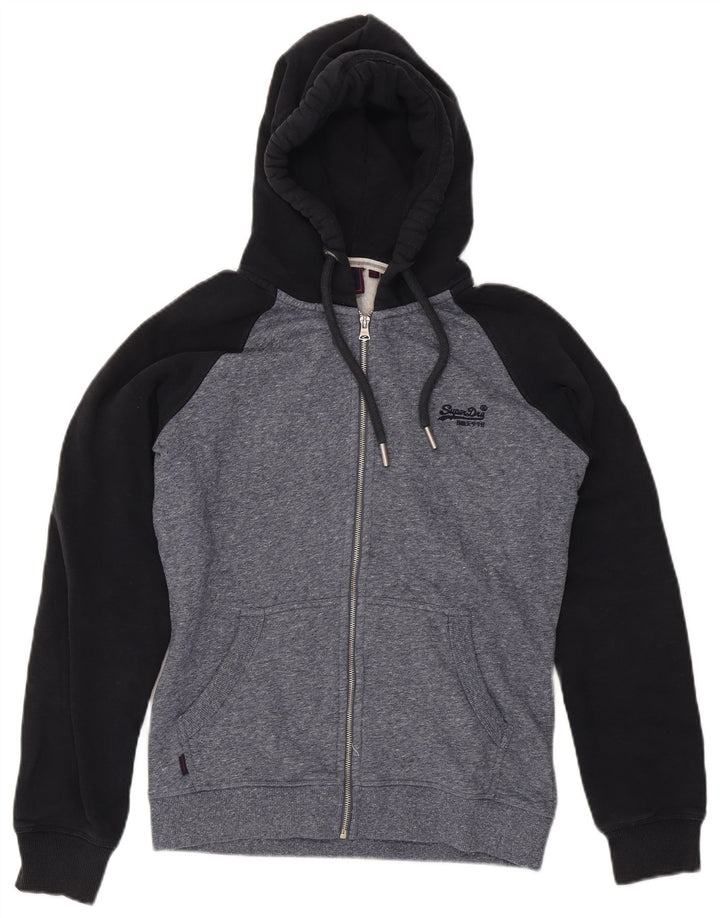Superdry Hættetrøje med lynlås til mænd mellemgrå Colourblock Bomuld