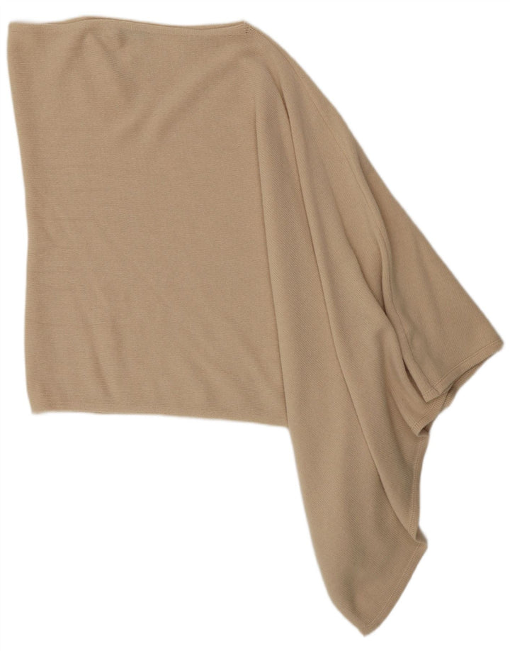 Benetton Dame Asymmetrisk Poncho Jumper One Size Beige Uld