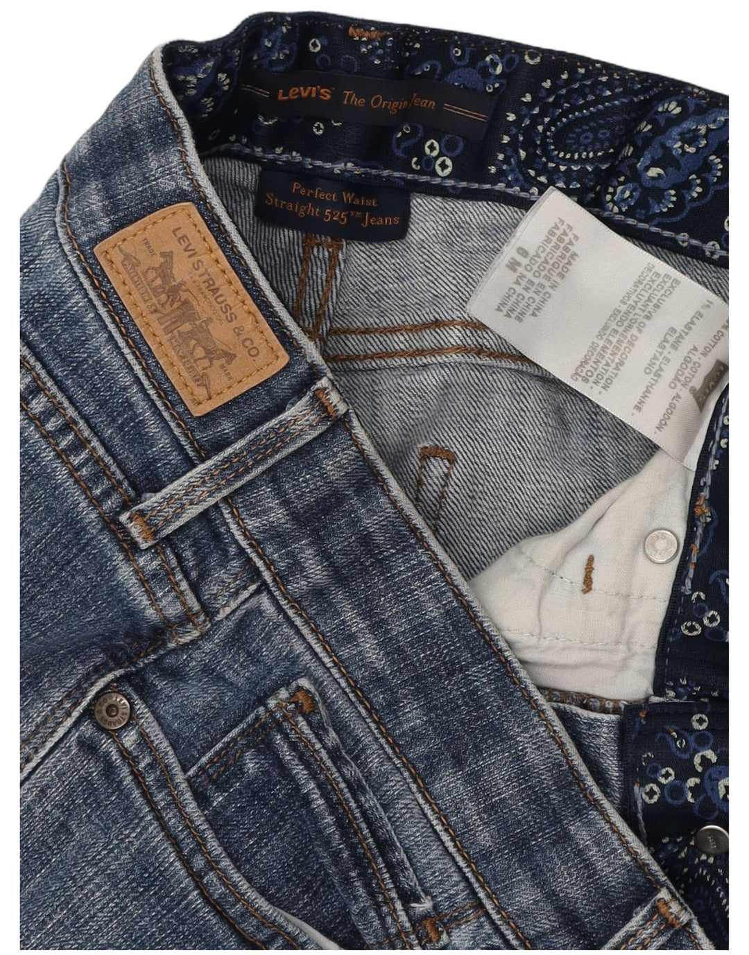 LEVI'S Dame 525 Straight Jeans US 6 Medium W28 L31 Blå Bomuld