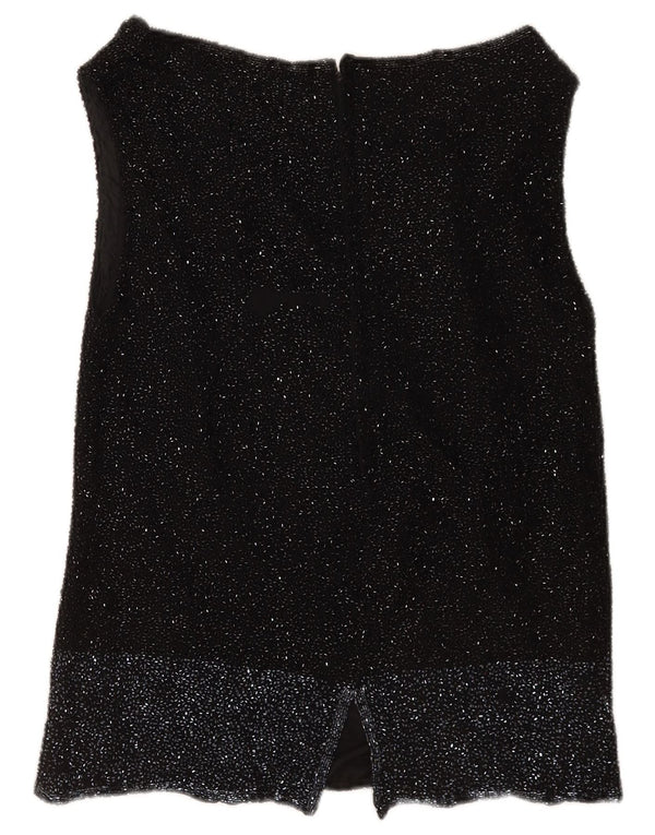 Ronald Joyce Womens Sleeveless Blouse Top UK 14 Medium Black