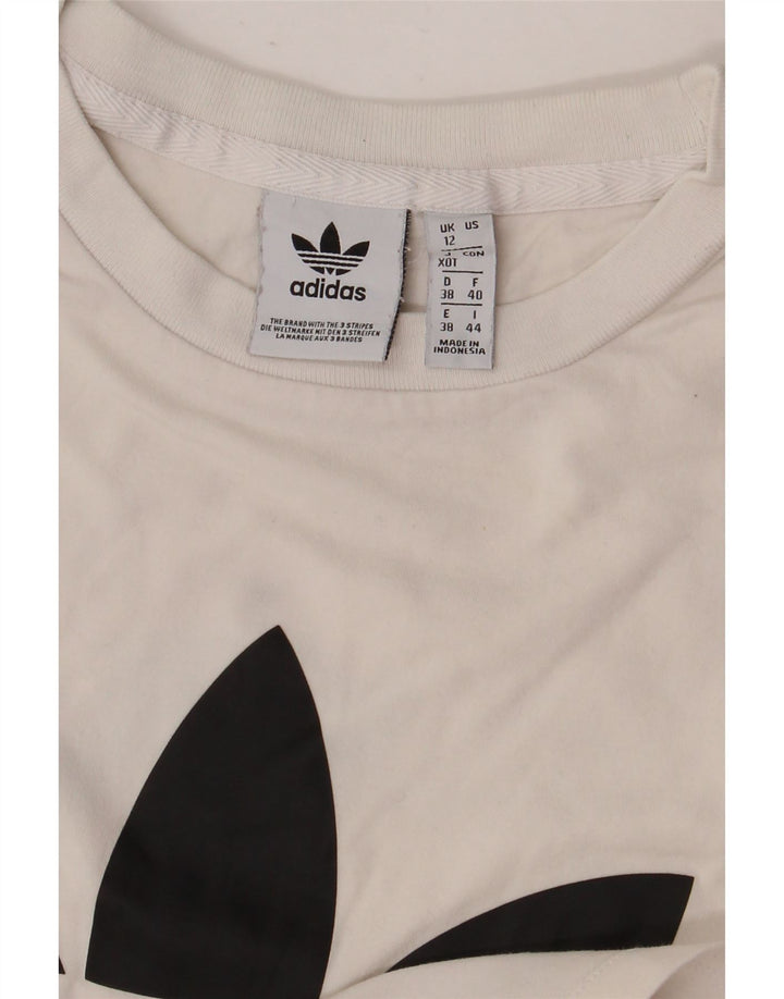 Adidas Dame Grafisk T-Shirt Top UK 12 Medium White