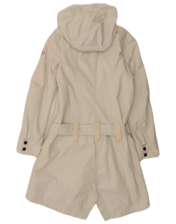 Diesel Dame Hooded Parka Jacket UK 10 Small White Polyamide
