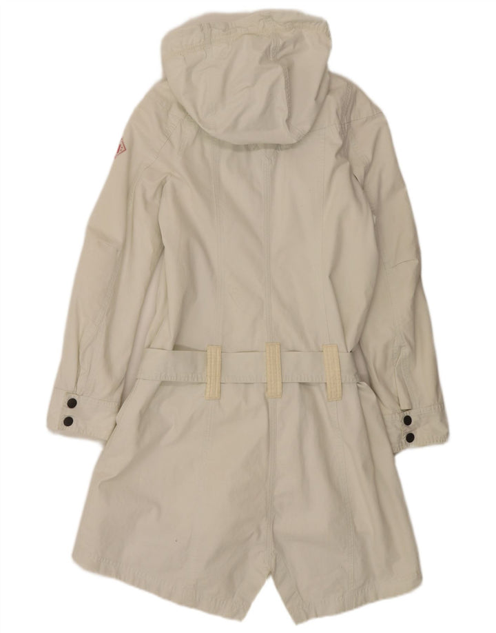 Diesel Dame Hooded Parka Jacket UK 10 Small White Polyamide