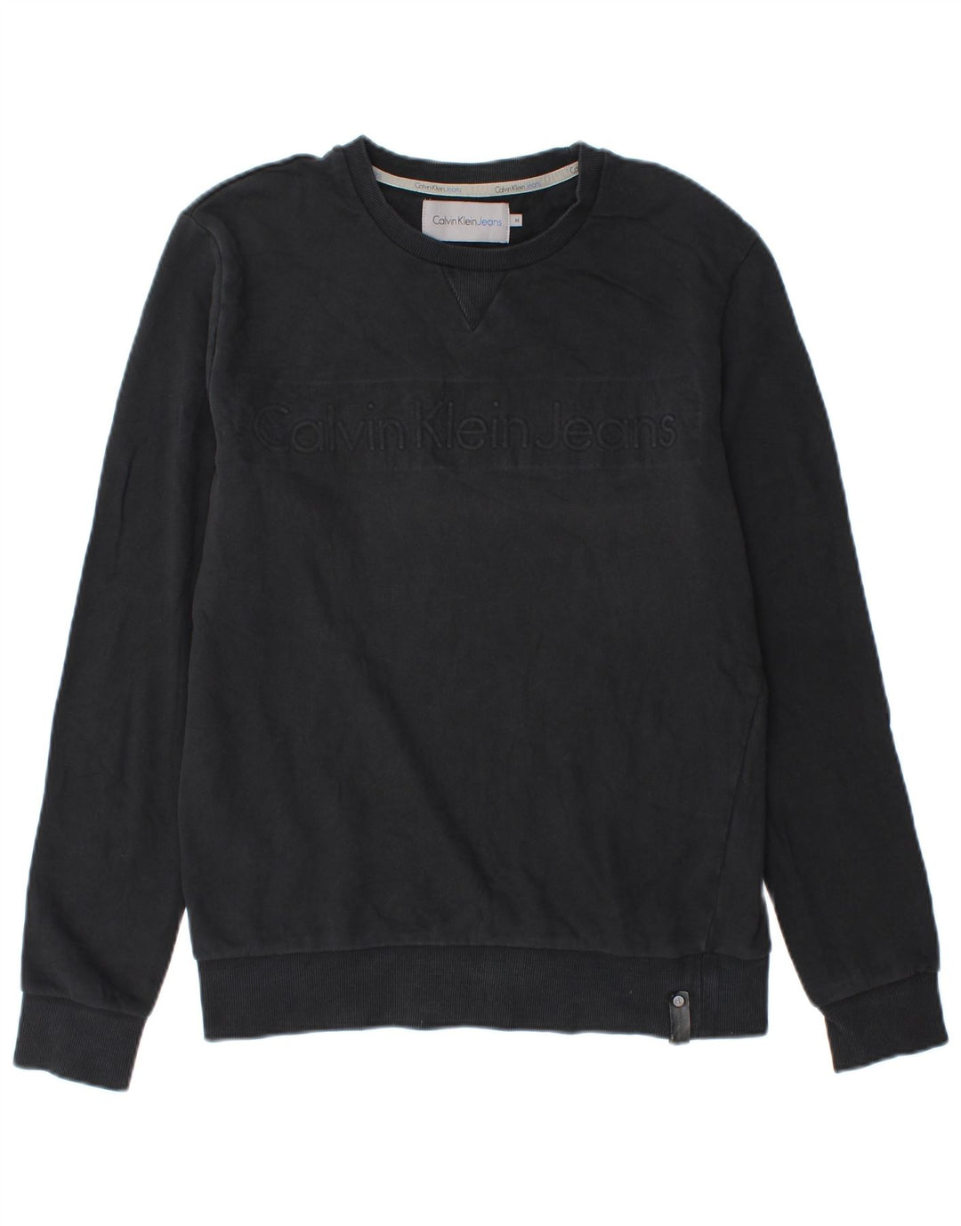 Calvin Klein Jeans Herre Grafisk Sweatshirt Jumper Medium Sort Bomuld