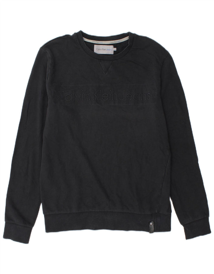 Calvin Klein Jeans Herre Grafisk Sweatshirt Jumper Medium Sort Bomuld