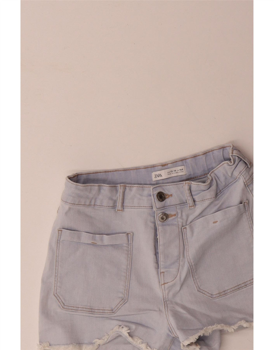 ZARA Piger High Waist denimshorts 13-14 år W26 Blå