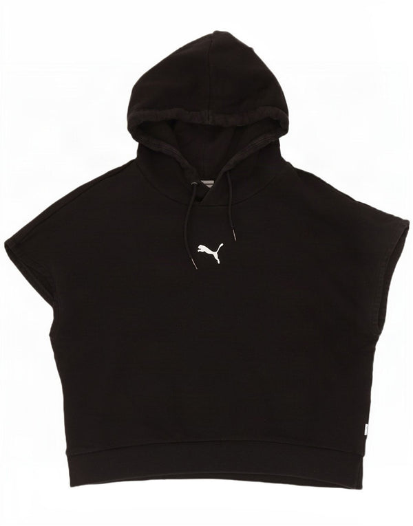 Puma Dame Crop Kortærmet Hættetrøje Jumper UK 10 Small Black