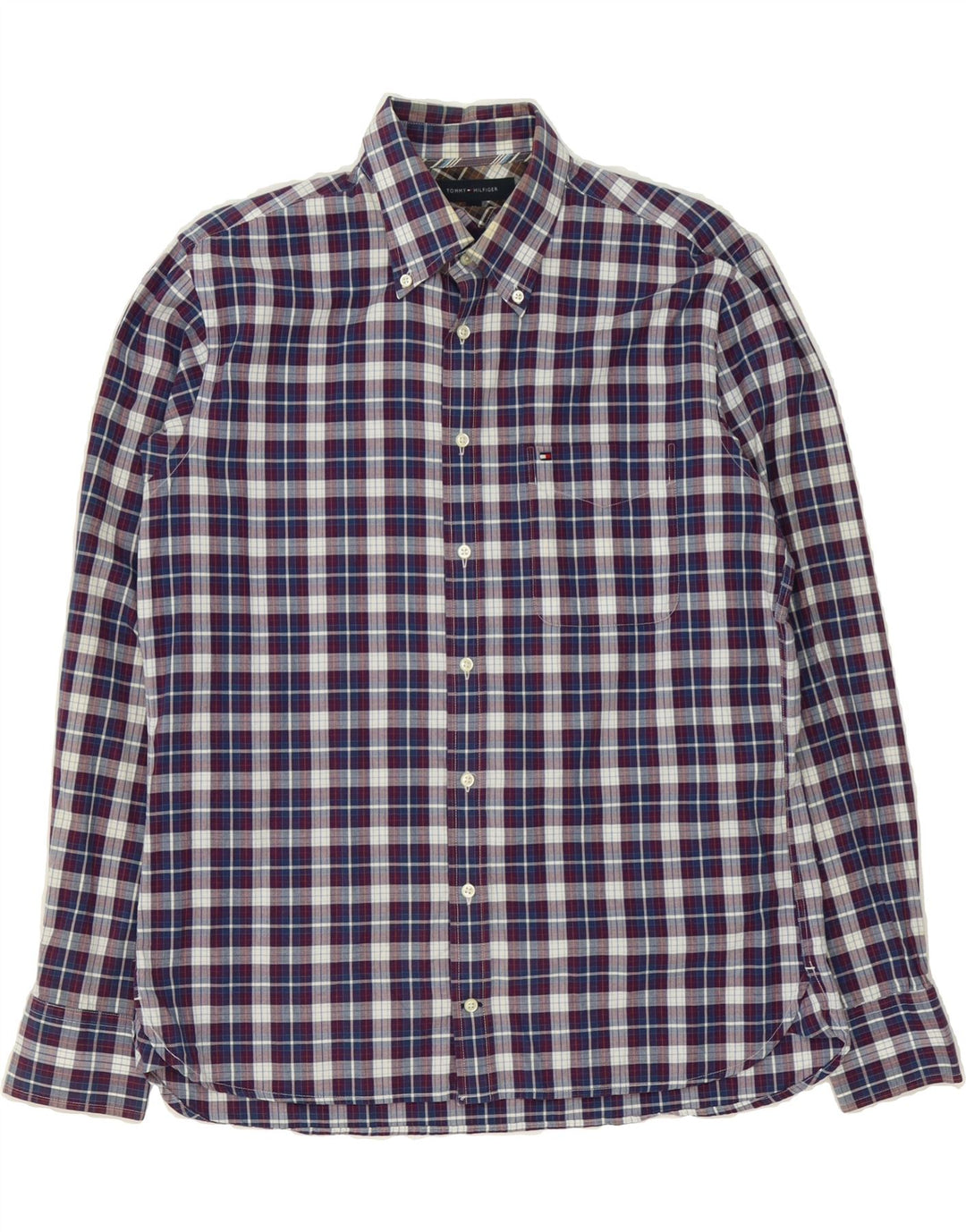TOMMY HILFIGER Mens Shirt Medium Blue Check Cotton Vintage Tommy Hilfiger and Second-Hand Tommy Hilfiger from Messina Hembry 