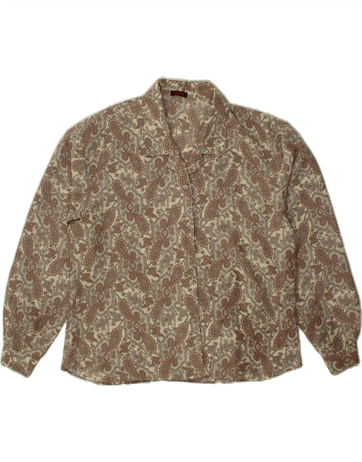 VINTAGE Womens Shirt UK 14 Large Grey Paisley Vintage Vintage and Second-Hand Vintage from Messina Hembry 